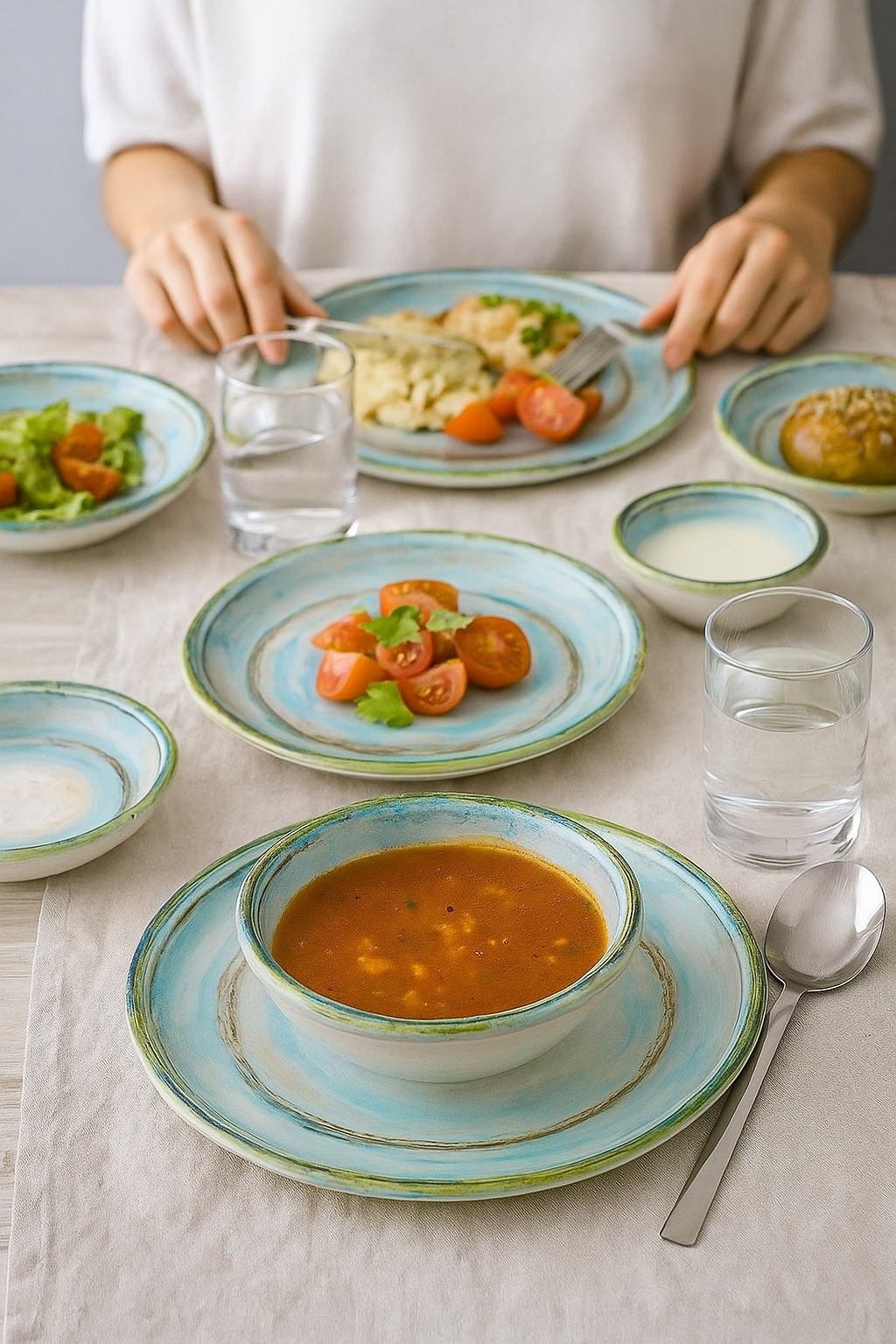 طقم عشا ٢٤ قطعه تركي يكفي ٦ اشخاص