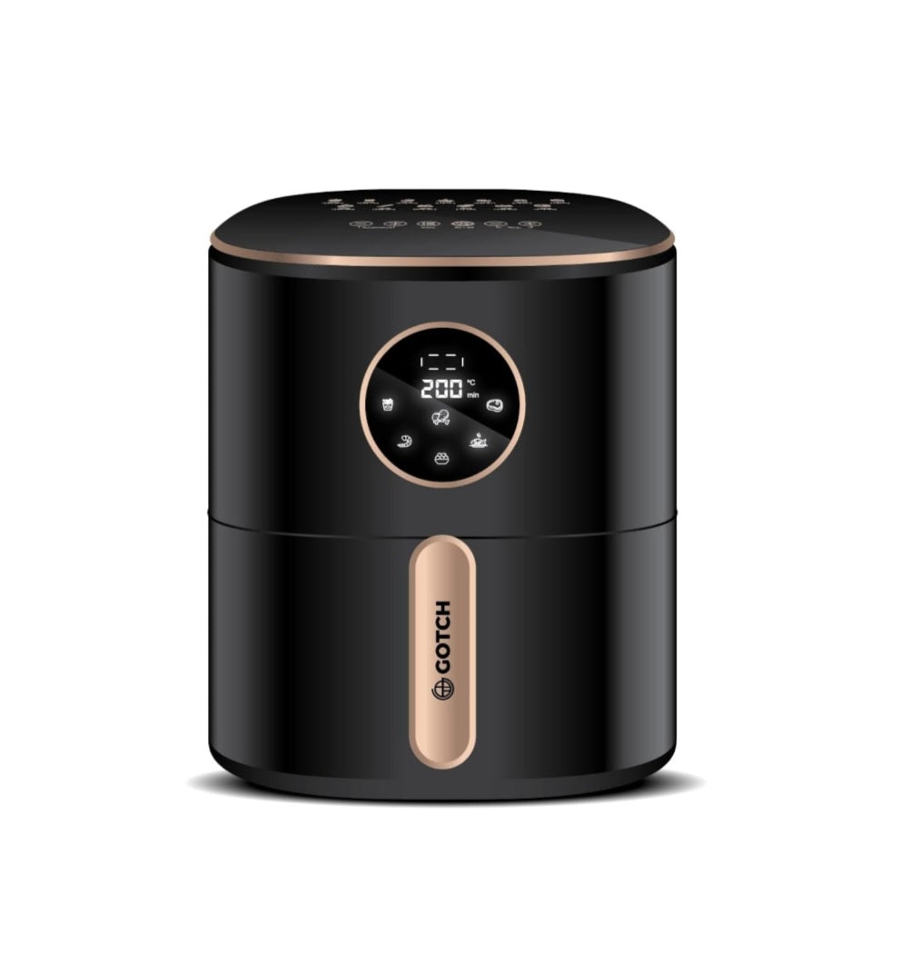 جوتش قلاية هوائية ١٤٠٠ واط، ٧ لتر، تحكم كامل باللمس، تحكم بالوقت و الحرارة، شاشة عرض رقمية، برنامج معدة مسبقاً للطهي، تقنية دوران الهواء الساخن 360 درجة، لون اسود