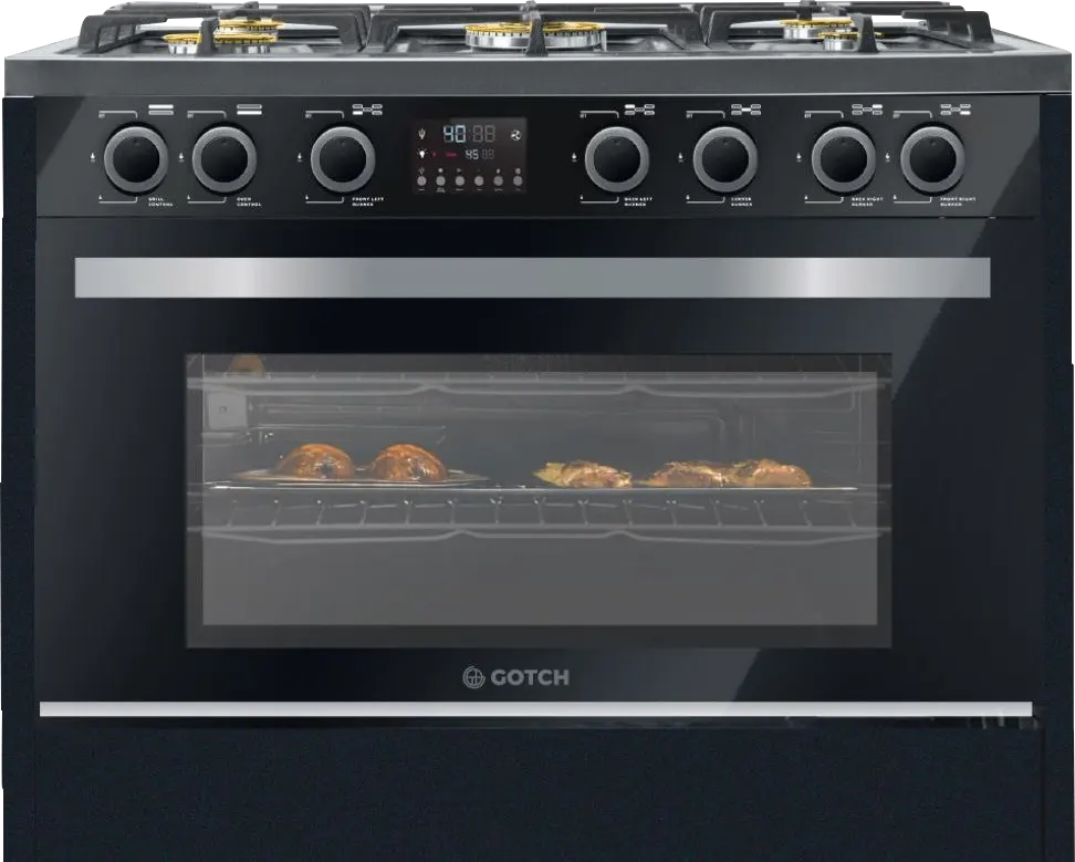 بوتاجاز جوتش 60*90 سم، 5 شعلة نحاس، أمان كامل حوامل، أواني زهر، شاشة تاتش ديجيتال، لون أسود