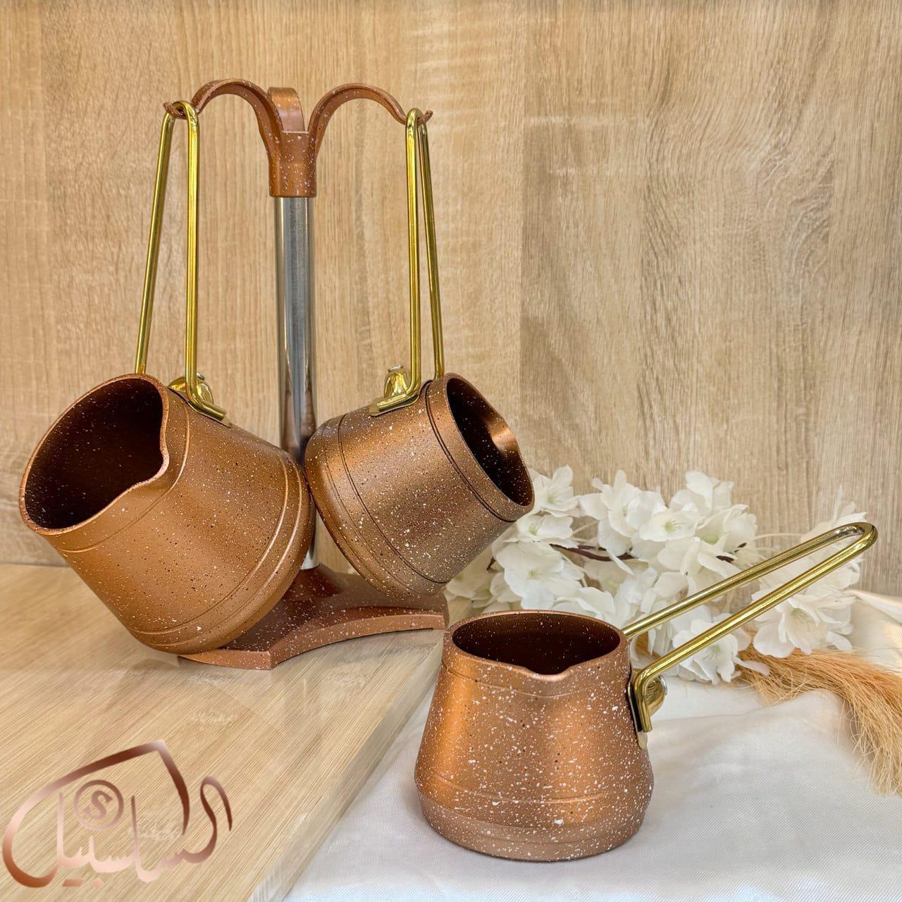 كنك قهوة جرانيت تركي 3 قطع بالحامل