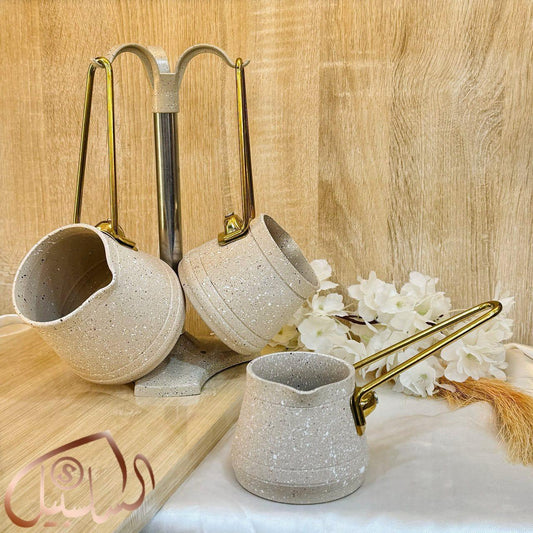 كنك قهوة جرانيت تركي 3 قطع بالحامل